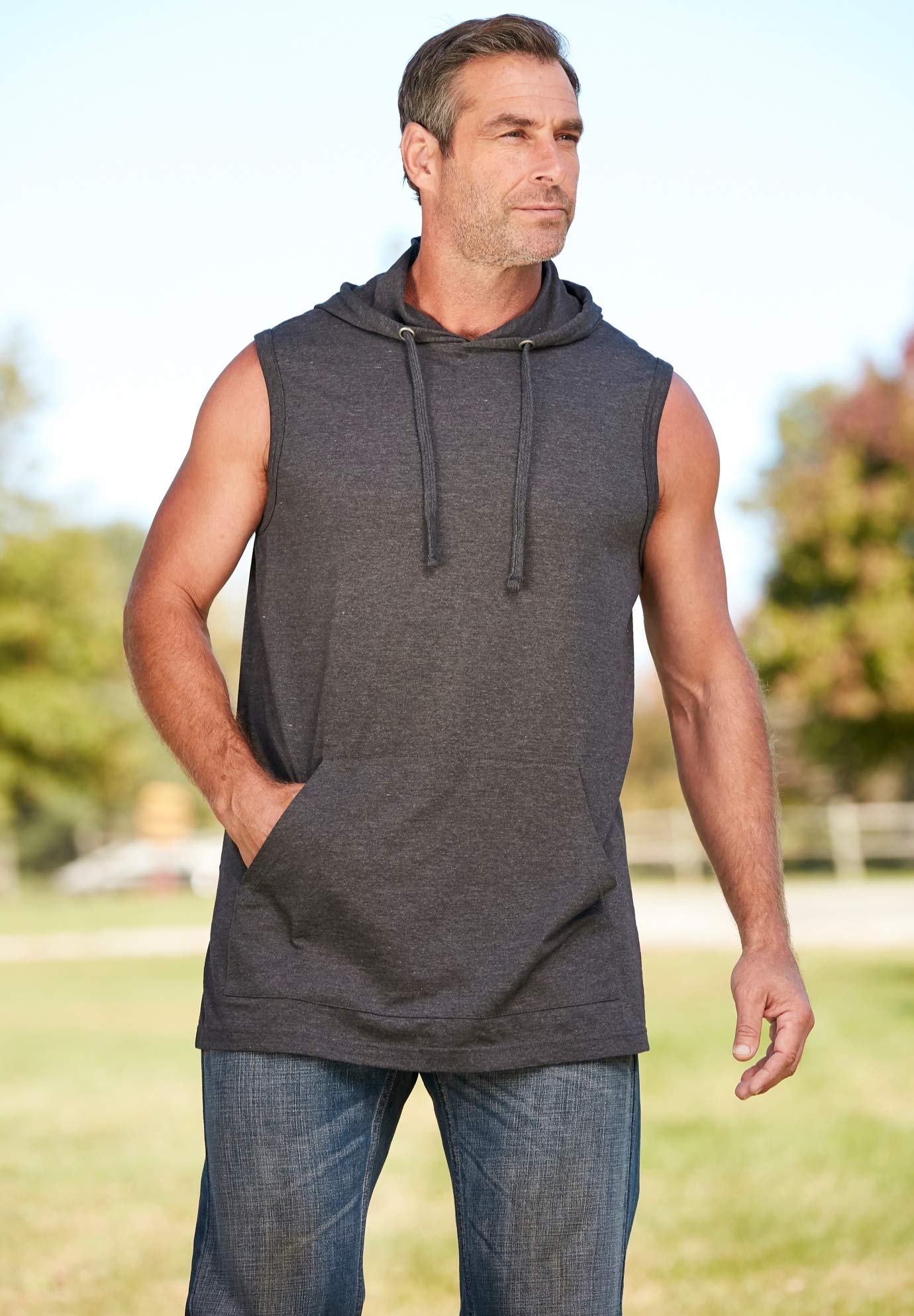 KingSize Men's Big & Tall Lightweight Muscle Hoodie Tee - Comfortable Workout & Gym Wear for Plus Size Men
