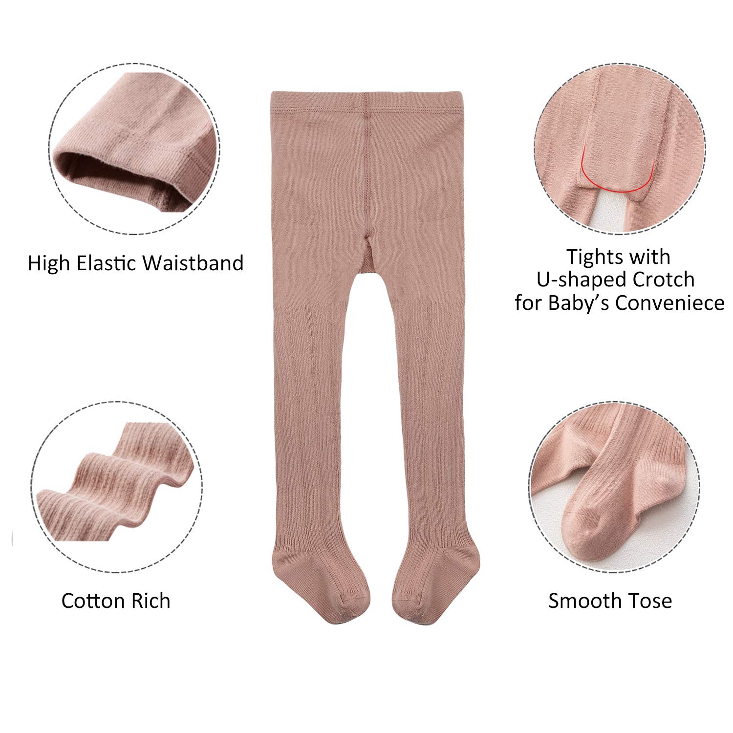 Zando Baby Girls Cotton Knit Tights - Seamless Toddler Leggings, Soft Cable Knit Stockings for Newborn to 24 Months | Perfect for Playtime, Daycare & Special Occasions