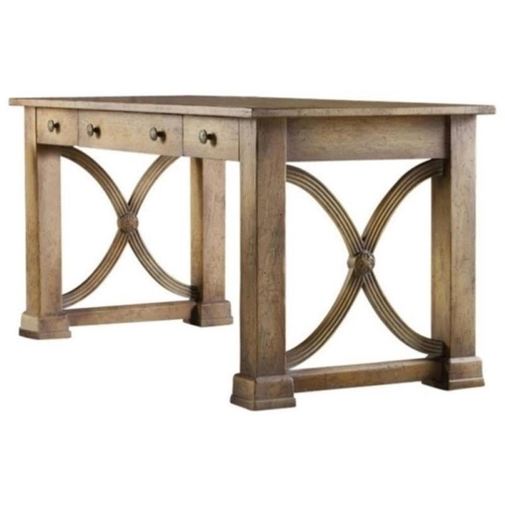 BOWERY HILL Brown Computer Desk for Home Office - Modern Writing Workstation with Storage Shelf for Small Spaces, Study & Remote Work