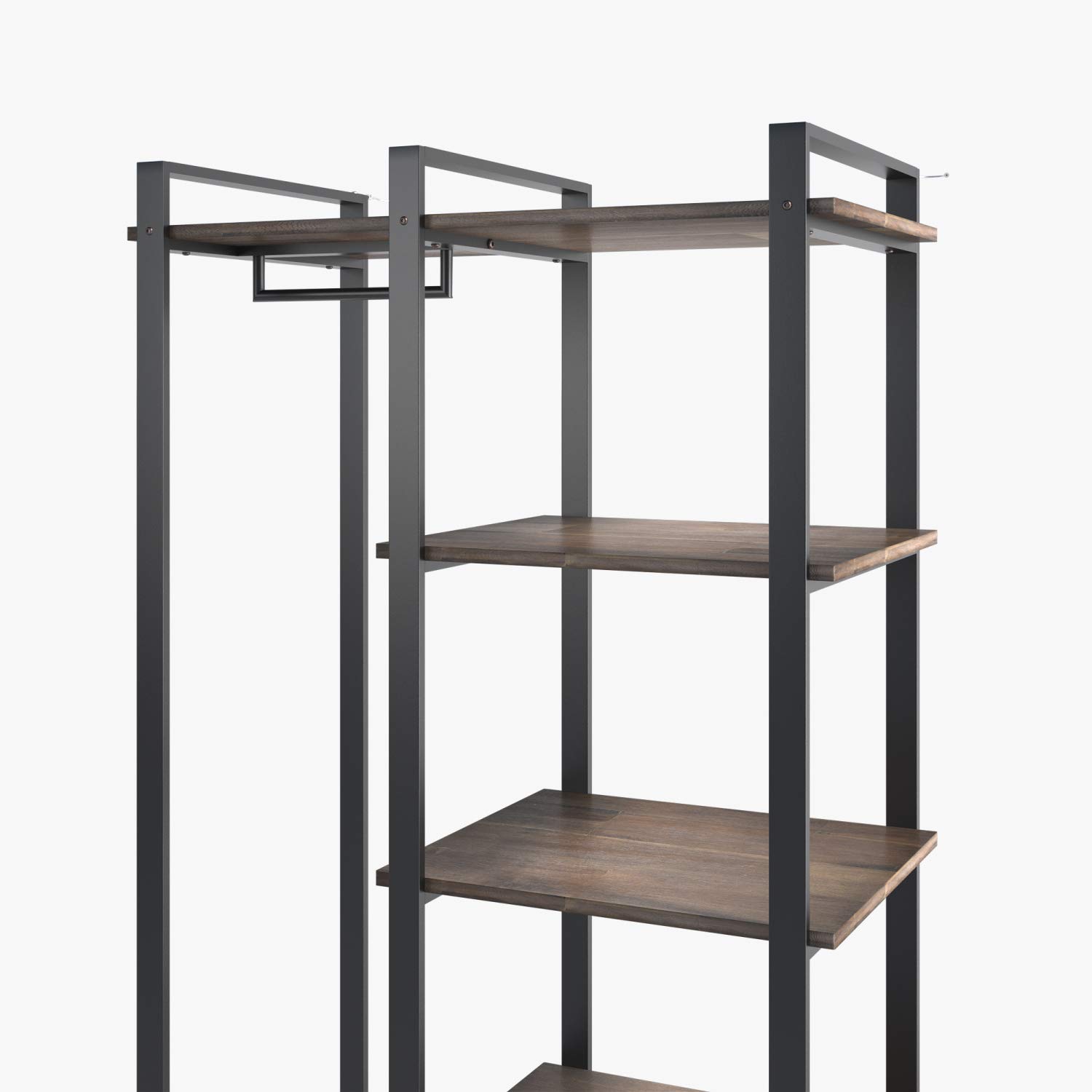 ZINUS Brock 4-Shelf Bookcase with Hanging Storage - Metal Frame & Solid Acacia Wood - Easy Assembly - Perfect for Living Room, Bedroom, or Home Office Organization