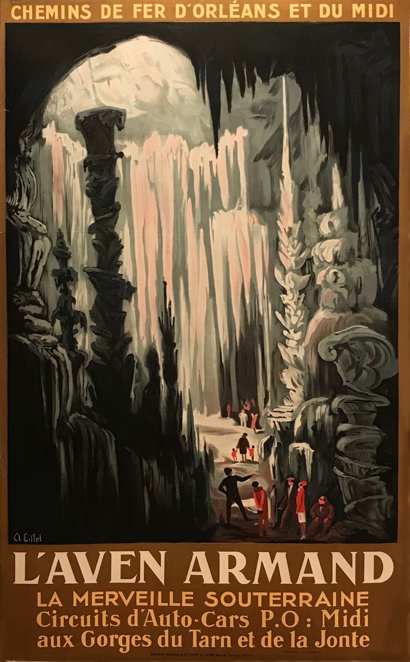 Vintage 1930s Original French Railway Travel Poster - L'Aven Armand (Chemin de fer d'Orleans et du Midi) - Perfect for Home Decor, Office Wall Art & Vintage Collectors