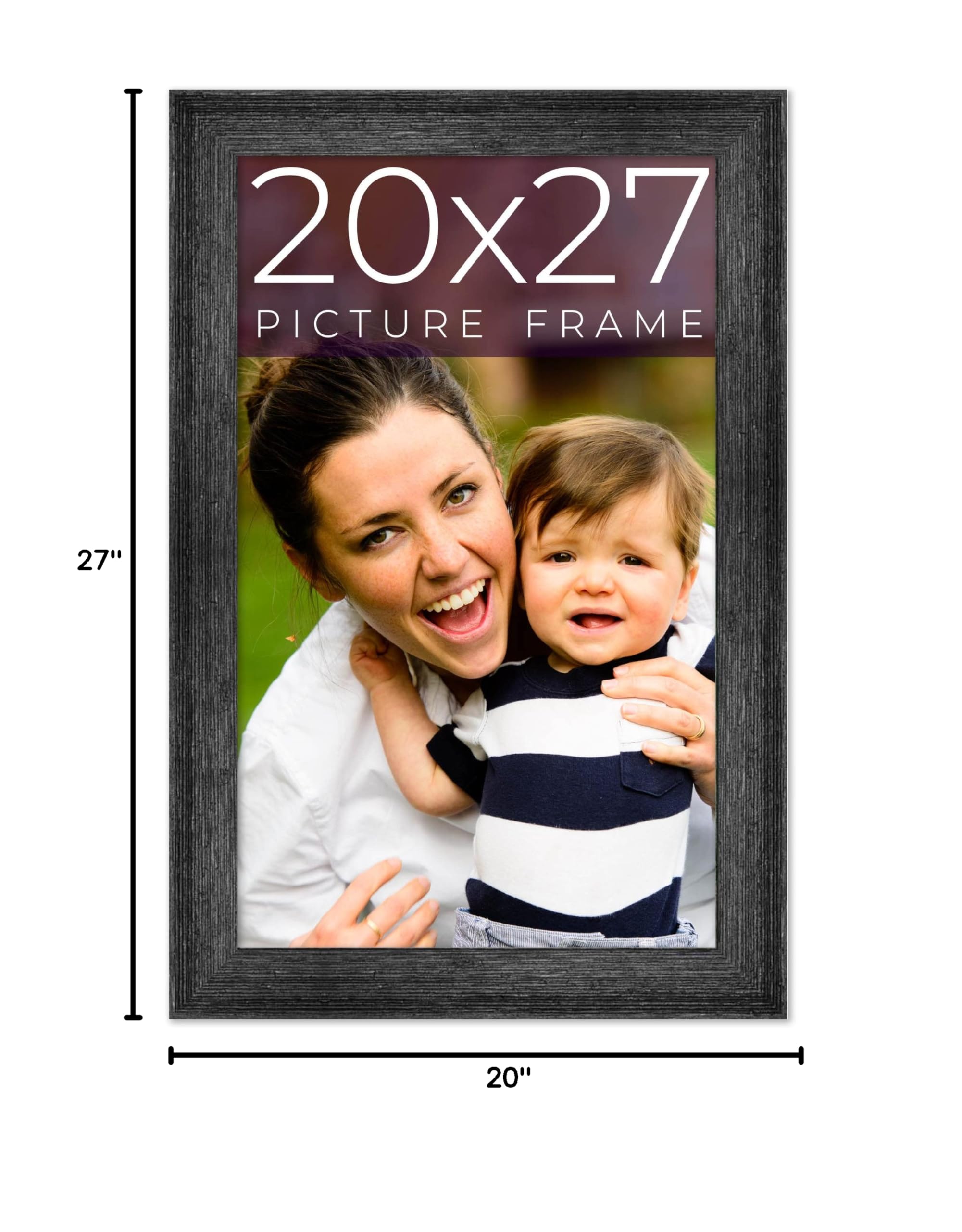20x27 Inch Black Real Wood Picture Frame - 1.5