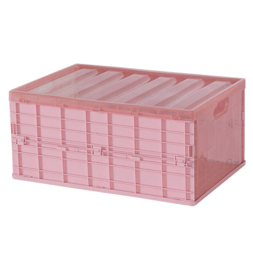 Smartcoco Collapsible Storage Bins - Durable Folding Plastic Stackable Organizer Crates for Car Trunk, SUV, Van & Home - Space Saving Storage Box for Travel, Camping, Office & Closet Organization (Pink)
