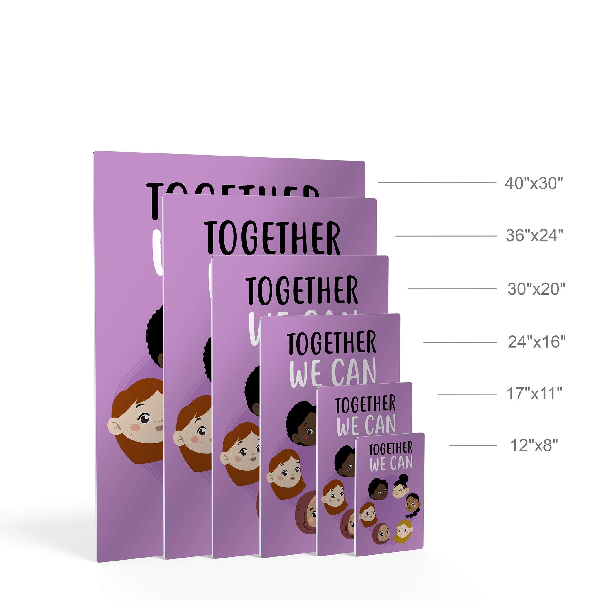 Diversity & Inclusion Metal Wall Art - 'Together We Can' Inspirational Quote Print for Kids Room, Nursery & Classroom Decor (40x30 Inches) - African, Asian, American, Hispanic & Muslim Cultural Representation | Perfect for Children's Bedrooms, Playrooms & Educational Spaces
