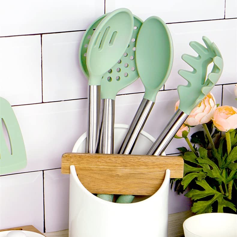 Silicone Cooking Utensil Set - 8-Piece Non-Stick Kitchen Tools with Stainless Steel Handles for Baking, Frying, and Everyday Cooking