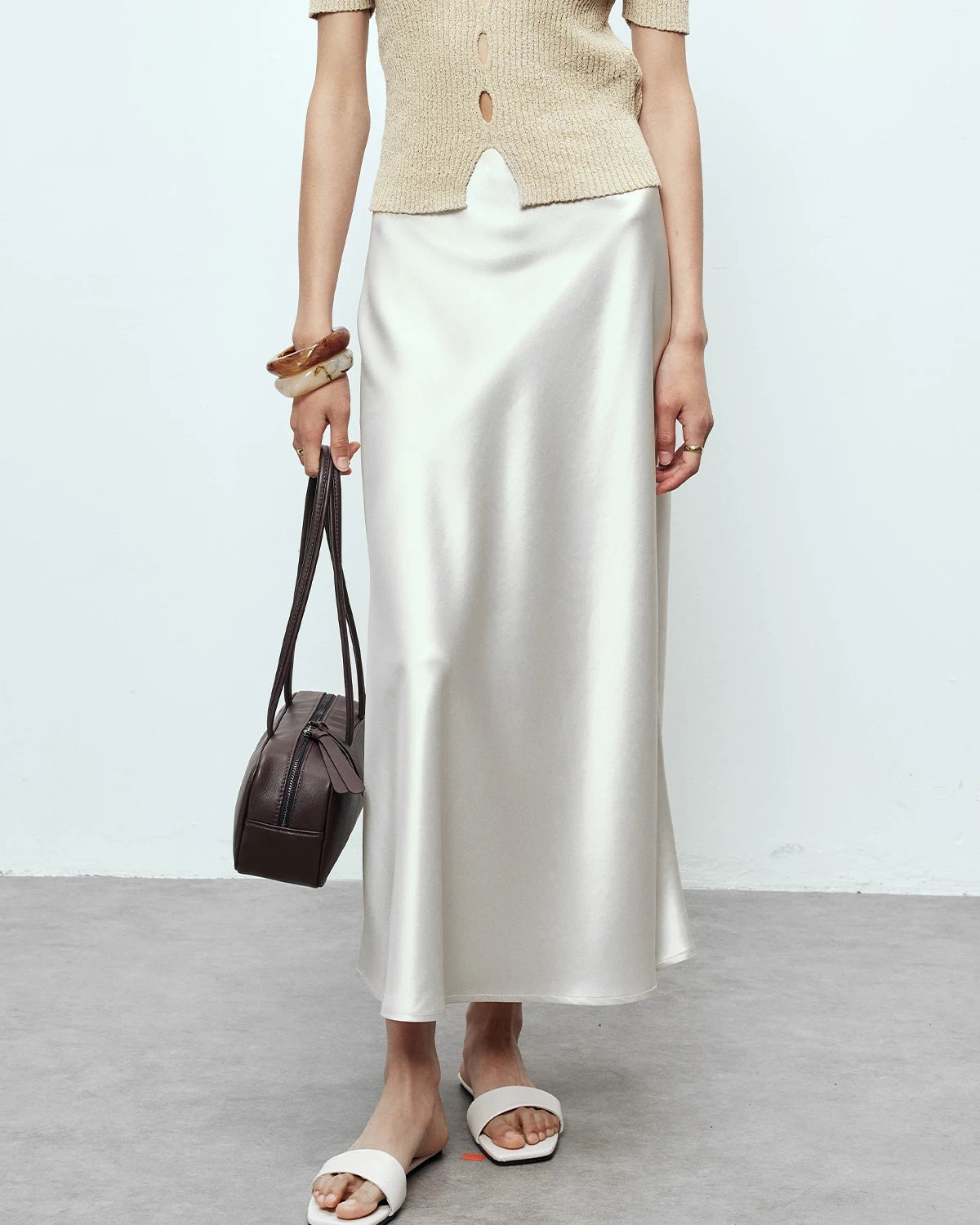 22 Momme Silk Maxi Skirt for Women - Elegant Long Flowy Skirt with High Quality Mulberry Silk - Perfect for Weddings, Parties & Summer Outfits