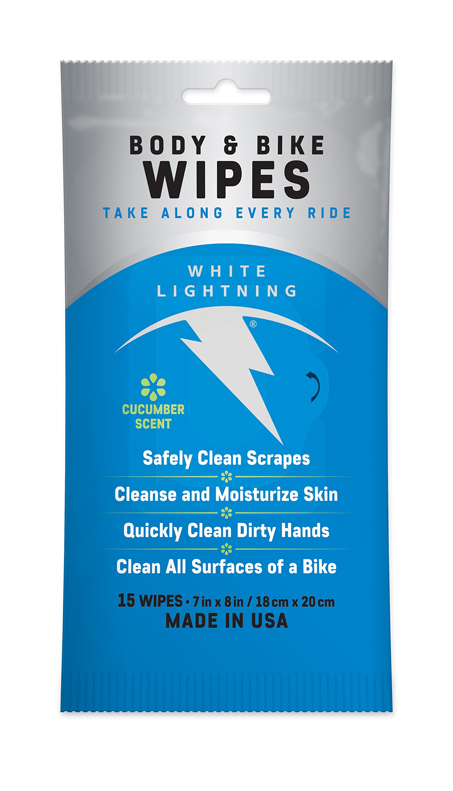 White Lightning Body & Bike Cleaning Wipes - Quick & Convenient Cleaning for Cyclists & Outdoor Enthusiasts - Perfect for On-the-Go Bike Maintenance, Post-Ride Cleanup & Outdoor Adventures