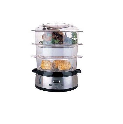 EWI EXT981ES 220V Electric Food Steamer - Fast & Healthy Cooking for Vegetables, Rice, and Seafood - Perfect for Home Kitchens & Restaurants