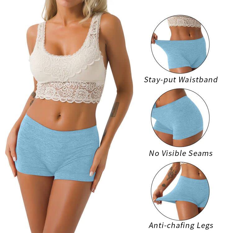 R RUXIA Women's Seamless Boy Shorts Underwear - Soft Stretch Boxer Briefs Panties (5-Pack, Regular & Plus Size) - Perfect for Yoga, Sleep & Everyday Comfort