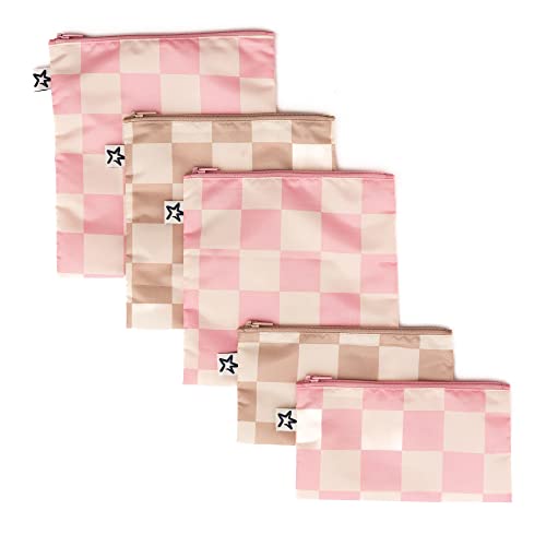 Checkers Pink Brown-5pcs