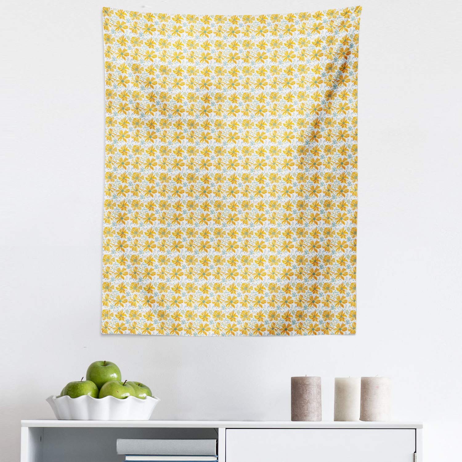 Ambesonne Floral Tapestry Wall Art - Abstract Flower Pattern Fabric Wall Hanging Decor for Bedroom, Living Room, Dorm - 23