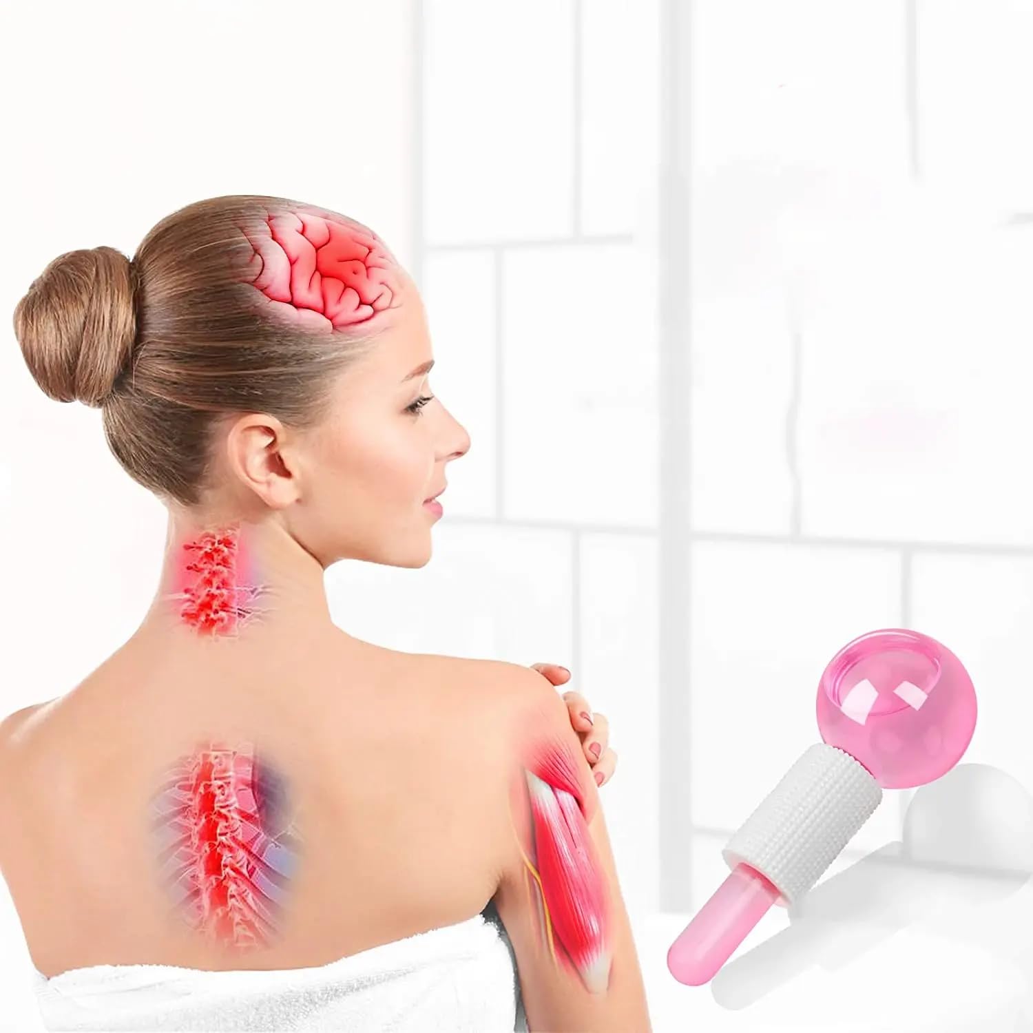 Ice Globes Facial Roller for Face & Eye Neck Circle - 2 Pack Cold Crystal Glass Ball Skin Massagers for Redness Soothing, Wrinkle Removal & Beauty Care | Perfect for Morning Routine, Spa Day & Post-Workout Recovery
