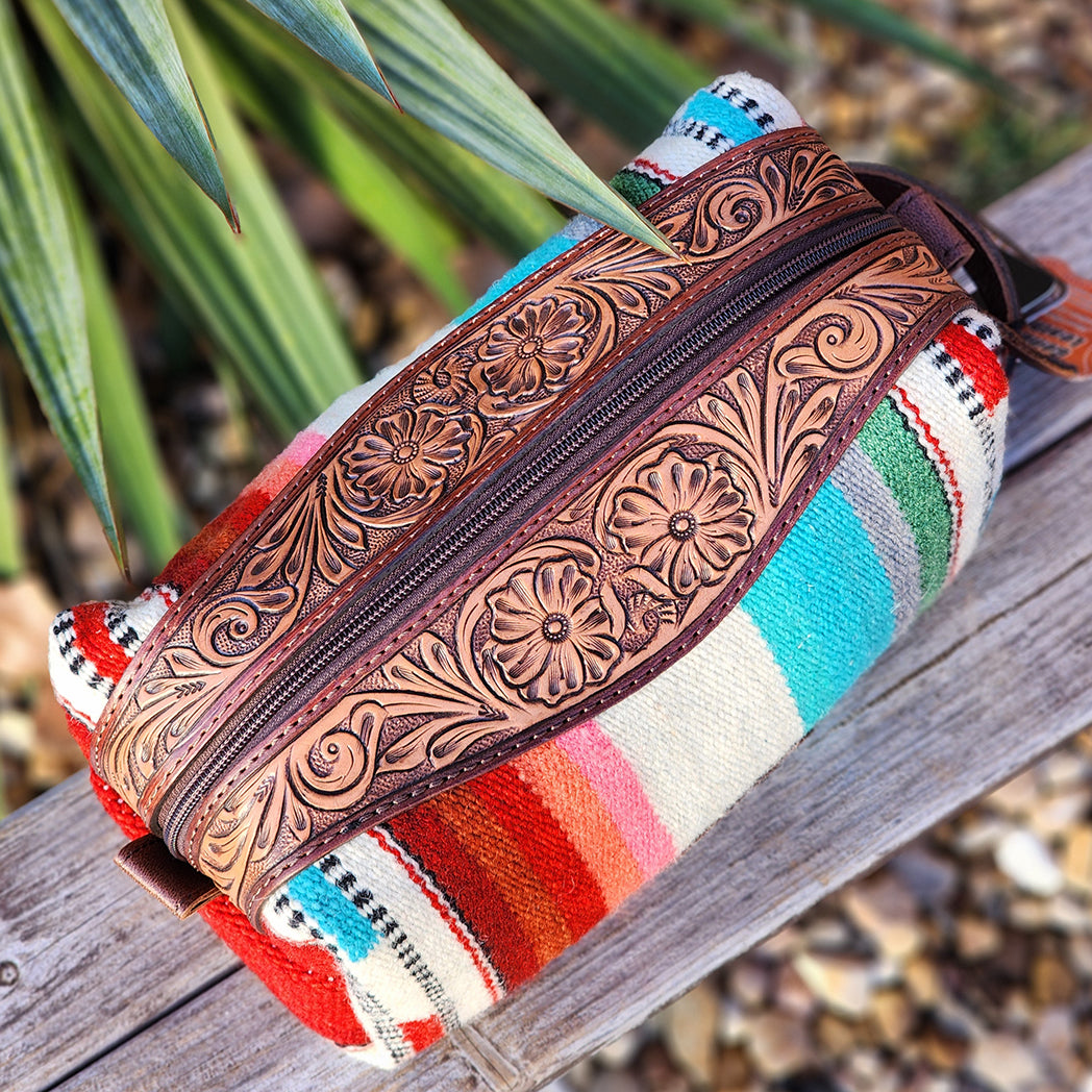 American Darling Serape Makeup Bag - Waterproof Cosmetic Organizer for Travel, Gym & Daily Use | Mexican Style Pattern Makeup Pouch