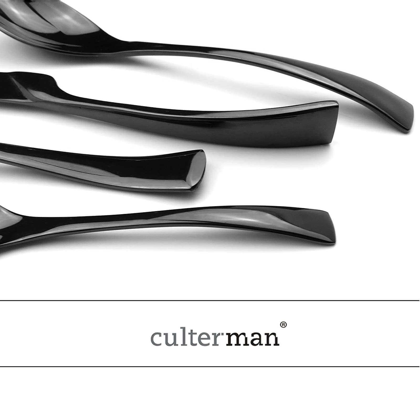 20-Piece Black Flatware Set - Modern Stainless Steel Cutlery for 4 People | Includes Knives, Forks & Spoons | Dishwasher Safe Dinnerware for Home, Kitchen & Restaurant Use