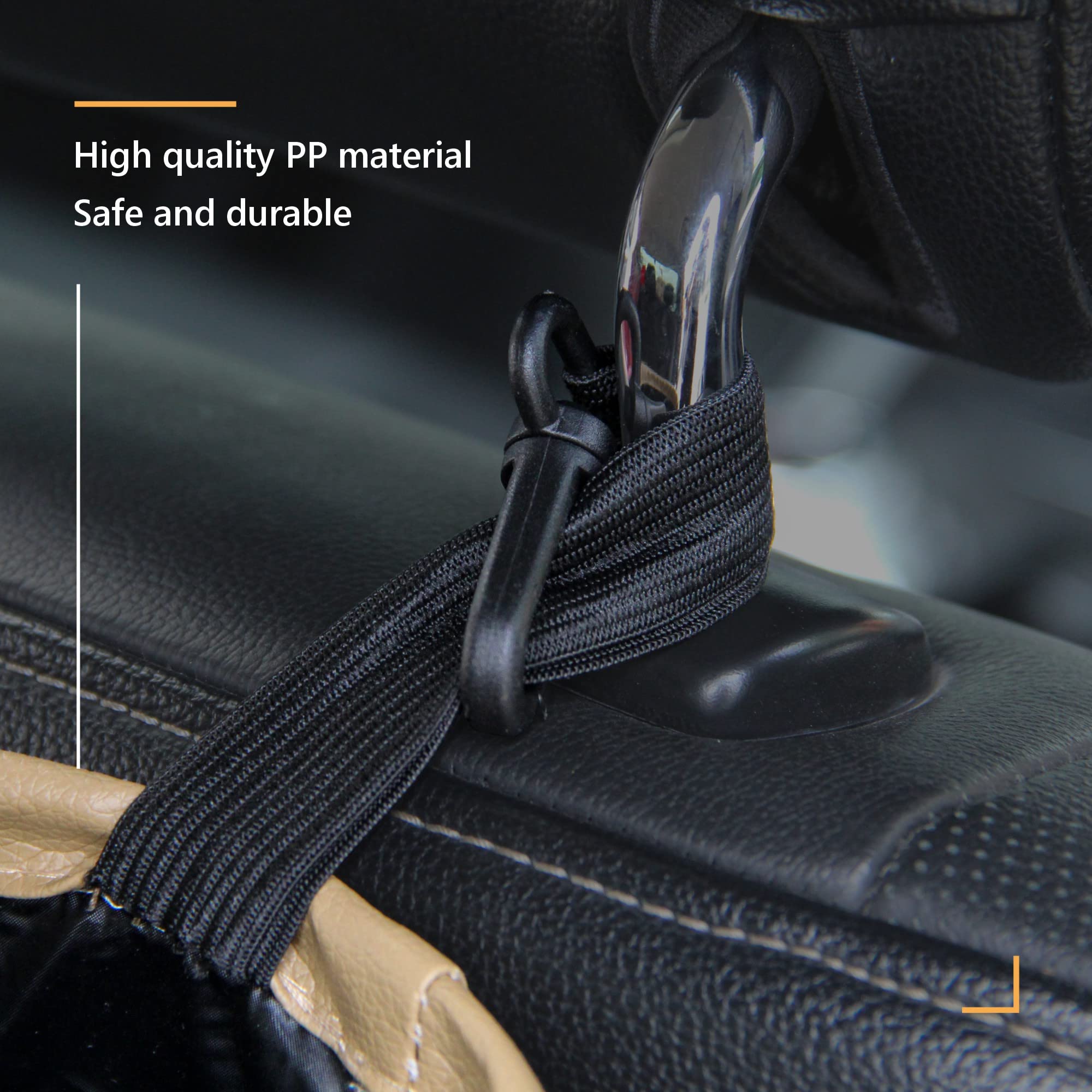 Premium Car Trash Can - Waterproof PU Leather Collapsible Hanging Trash Bag | Portable Auto Garbage Bin for Cars, SUVs & Trucks | Compact Travel Trash Container for Road Trips, Commuting & Family Outings (1 Pack, Beige)
