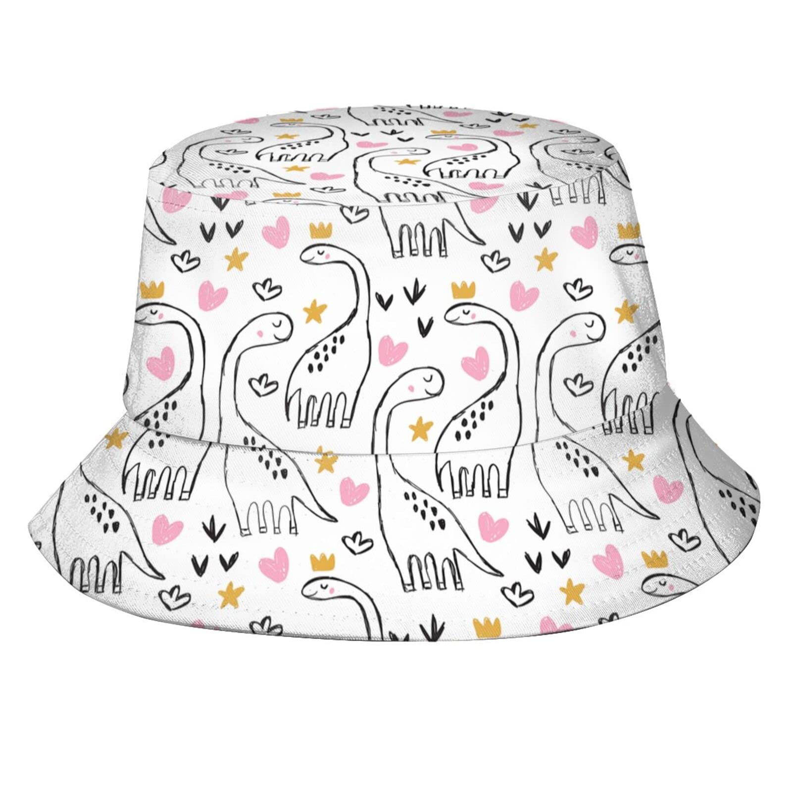 Dinosaur Bucket Hat for Women & Men - Packable Wide Brim Sun Hat UV Protection - Summer Beach Travel Fisherman Cap for Outdoor Activities
