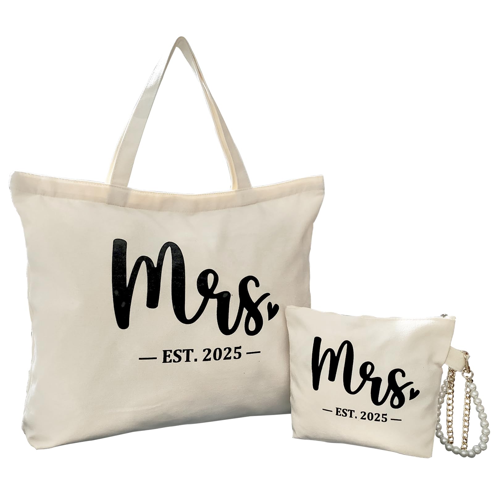 Elegant Mrs Bag - Perfect Bridal Shower Gift for Bride, Bachelorette & Wedding with Zip Pocket | Ideal for Honeymoon, Bridal Party & Wedding Day Essentials