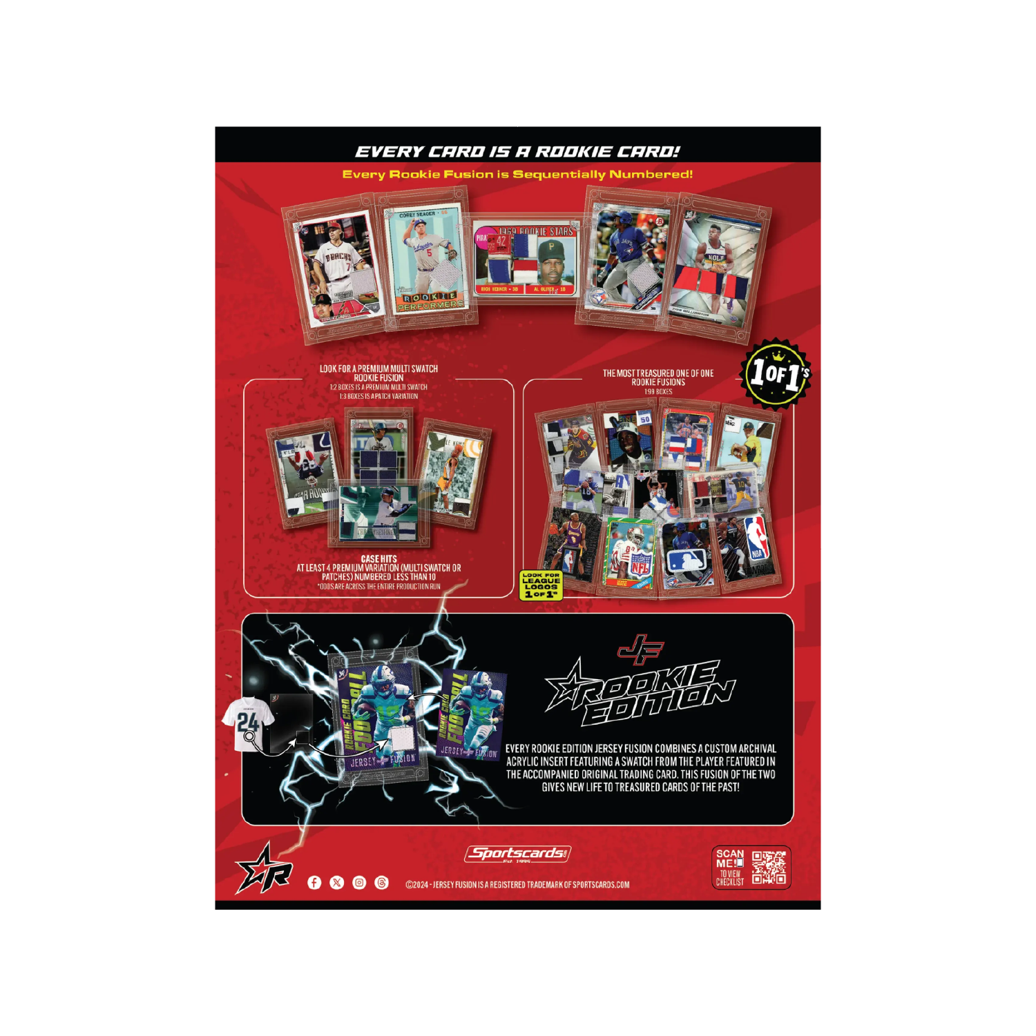 Jersey Fusion Rookie Edition Sealed Box - Authentic Collectible Sports Trading Cards for Beginners - Perfect for Collectors, Gifts, and Fantasy Sports Enthusiasts