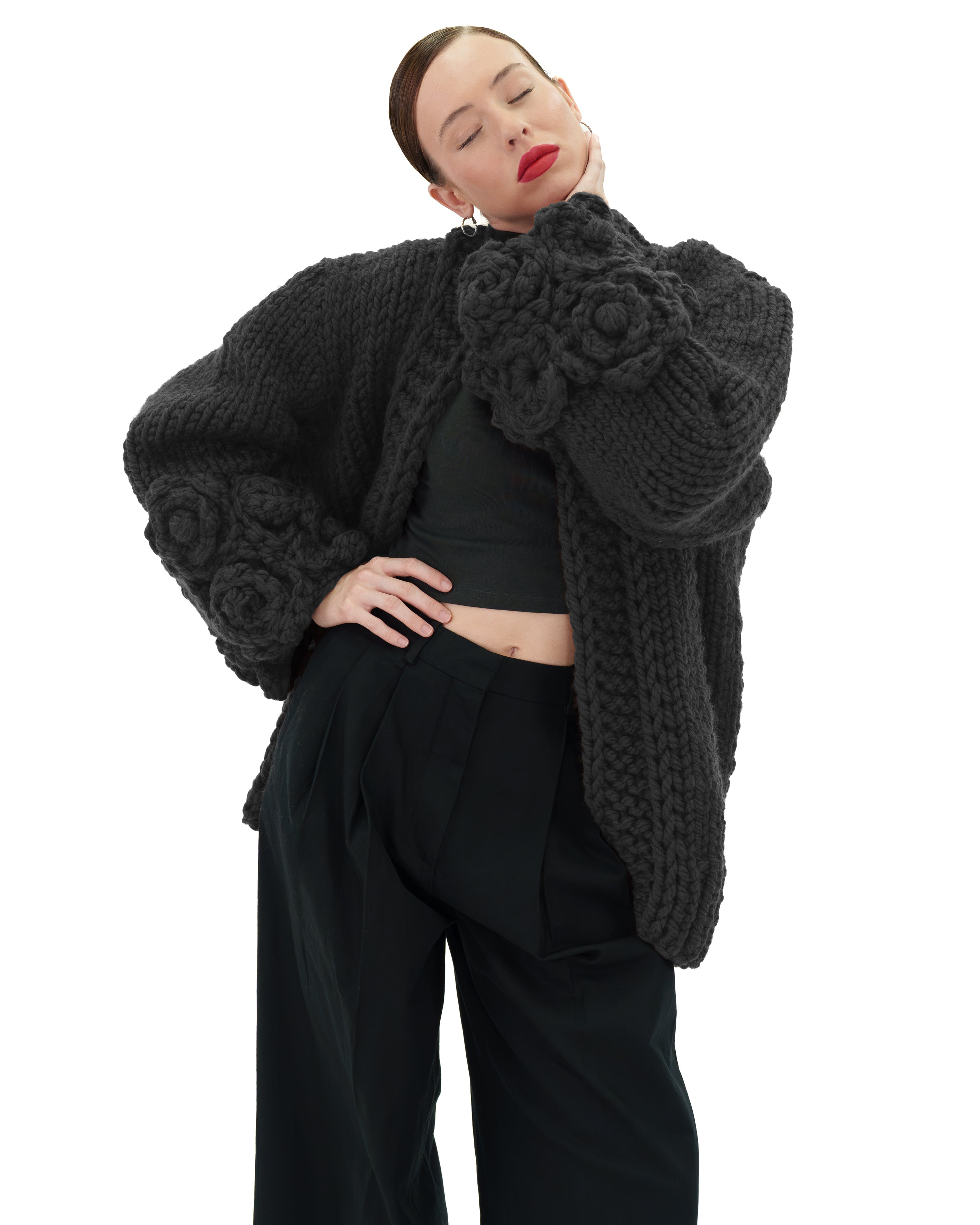 Floral Sleeves Cardigan for Women - Lightweight Open Front Knit Sweater with Floral Embroidery | Perfect for Spring Outfits, Office Wear & Casual Dates