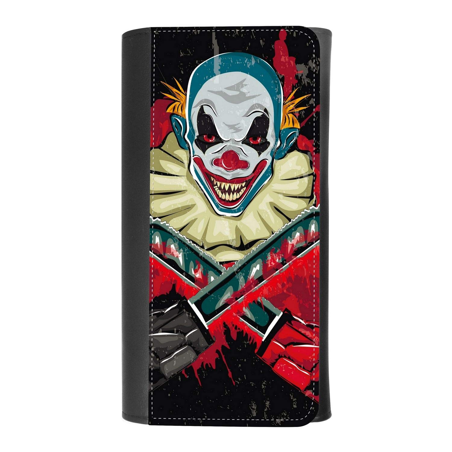 Scary Clown Leather Wallet with Card Holder - Women's Gothic Trifold Pouch for Daily Use