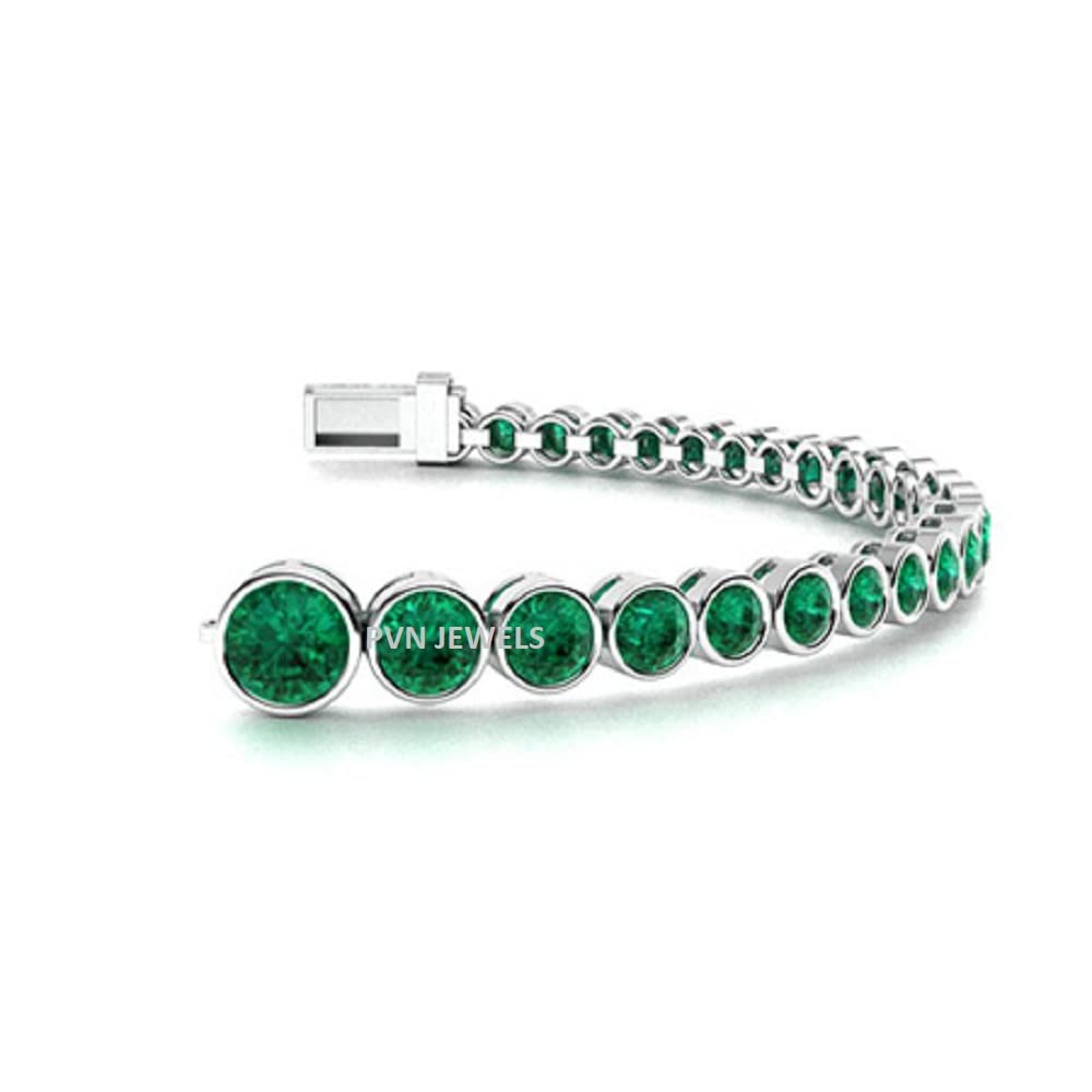 PVN Jewels Classic Emerald Green Tennis Bracelet - 925 Sterling Silver Women's Bracelet | Elegant Jewelry Gift for Her, Valentine's Day, Anniversary & Special Occasions | Perfect for Parties, Weddings & Everyday Wear