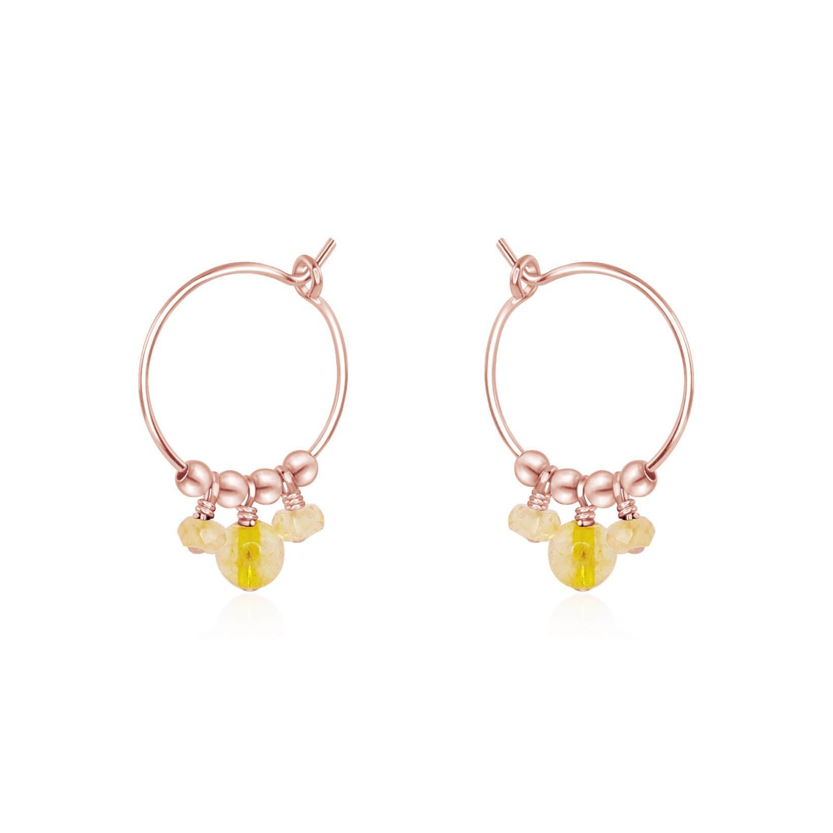 Yellow Citrine Gemstone Drop Hoop Earrings for Women - 14K Gold Plated Dangle Jewelry | Perfect for Parties, Weddings & Everyday Wear