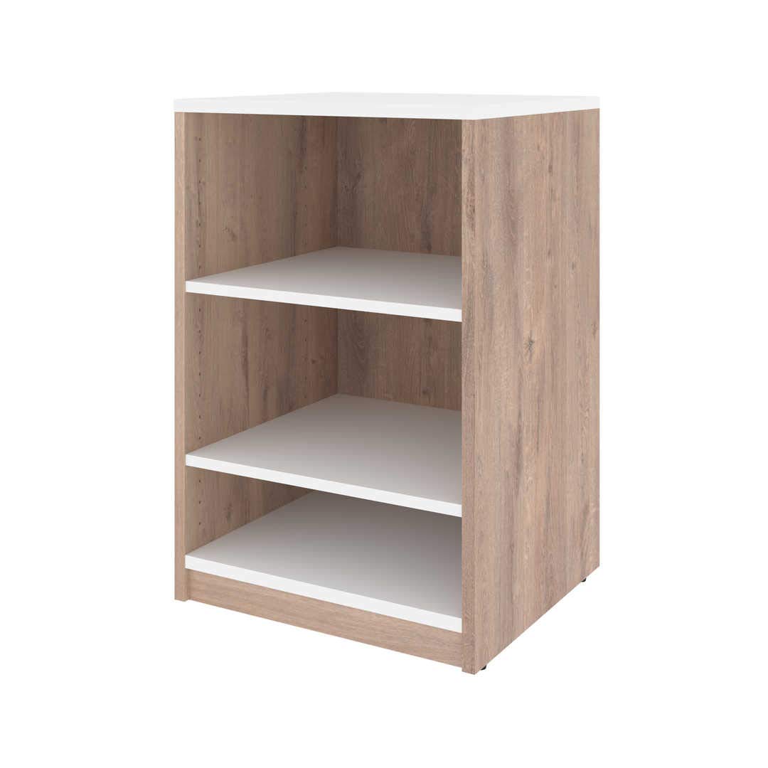 Bestar Cielo Nightstand - 20 Inch Rustic Brown & White Wooden Wardrobe Cabinet for Bedroom, Walk-in Closet, Entryway, Mudroom & Kitchen Pantry Storage - Perfect for Organizing Clothes, Shoes & Home Essentials
