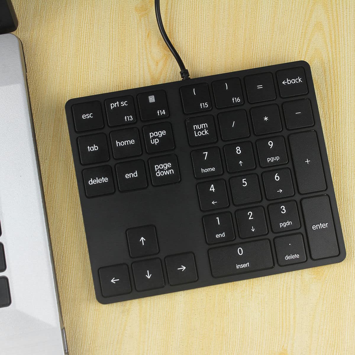 Qisan 34键迷你数字键盘 - 多功能有线小键盘 | 黑色Magicforce | 适用于笔记本电脑、PC游戏、办公 | 便携式电脑配件 | 高效输入解决方案，提升工作效率与游戏体验