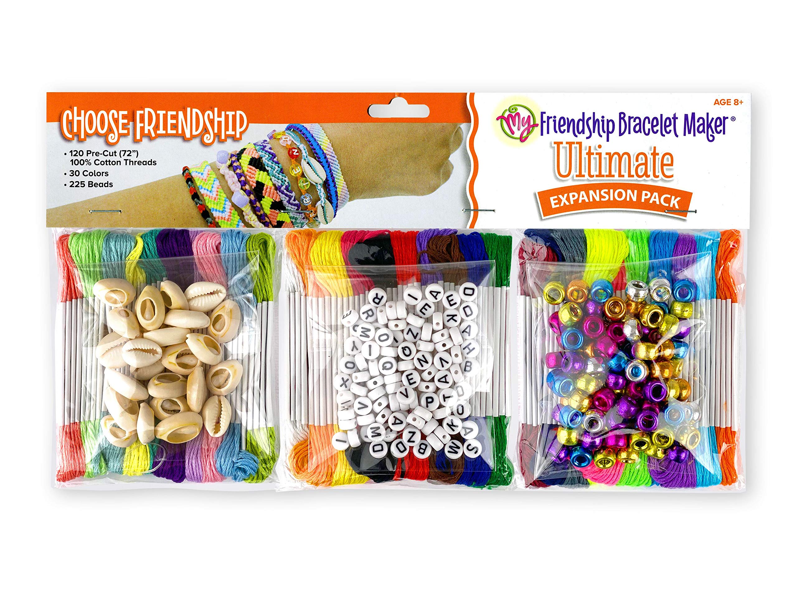 Friendship Bracelet Maker Ultimate Expansion Pack - 120 Pre-Cut Threads & 225 Beads, Makes 24-48 Bracelets | DIY Jewelry Kit for Teens, Best Friend Gifts, Summer Camp Crafts, Party Activities