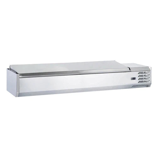 Coldline CTP70SS 71 Refrigerated 8-Pan Stainless Steel Countertop Salad Bar with Top Cover - Perfect for Restaurants, Cafes, and Buffet Service