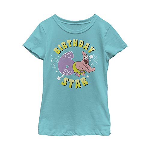 SpongeBob SquarePants Patrick Star Birthday T-Shirt for Girls - Soft Short Sleeve Graphic Tee - Perfect for Birthday Parties, Casual Wear & Cartoon Lovers