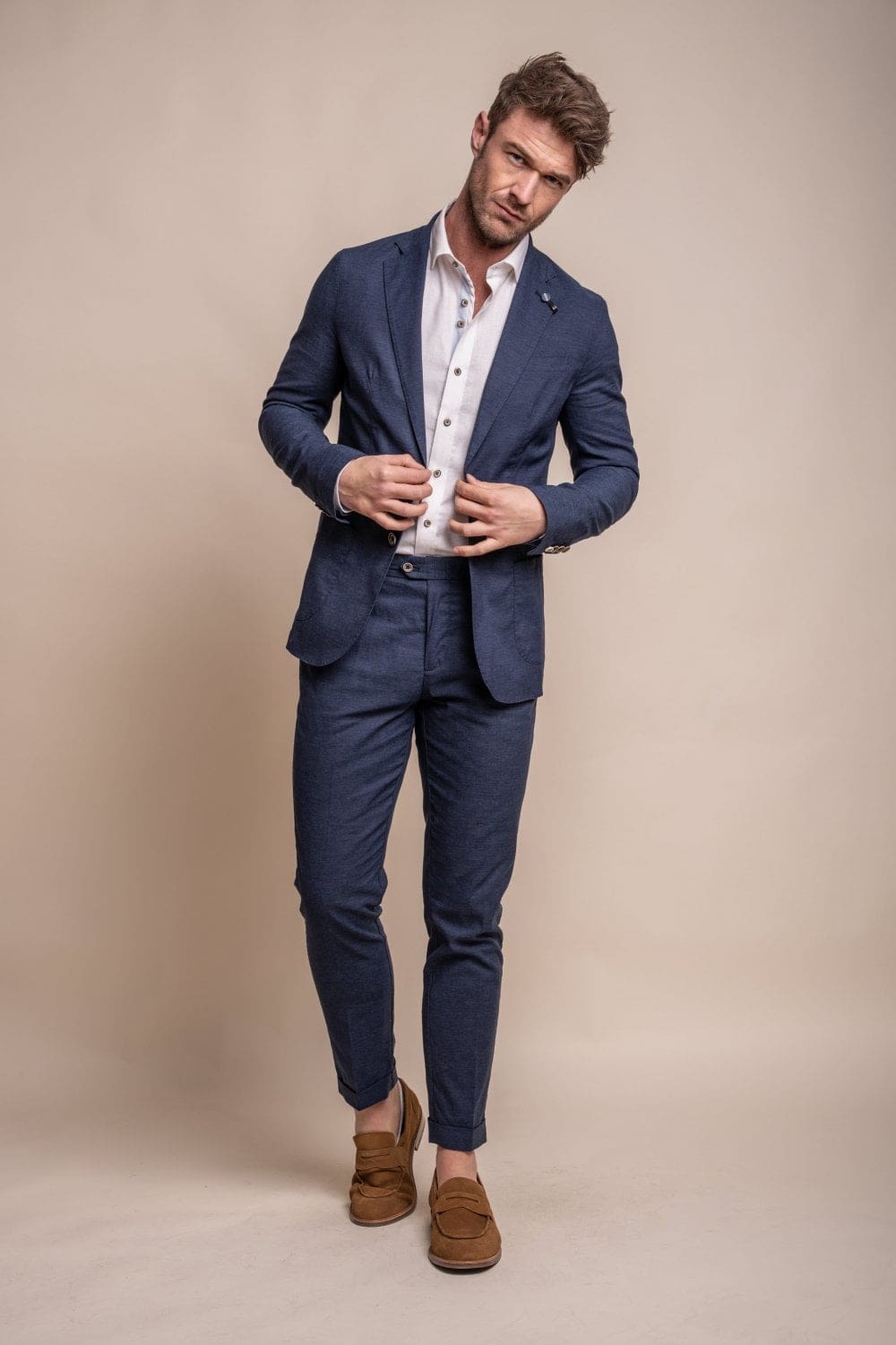 Cavani Alvari Navy Blue Two Piece Suit for Men | Premium Slim Fit Business Suit | Perfect for Weddings, Office & Formal Events