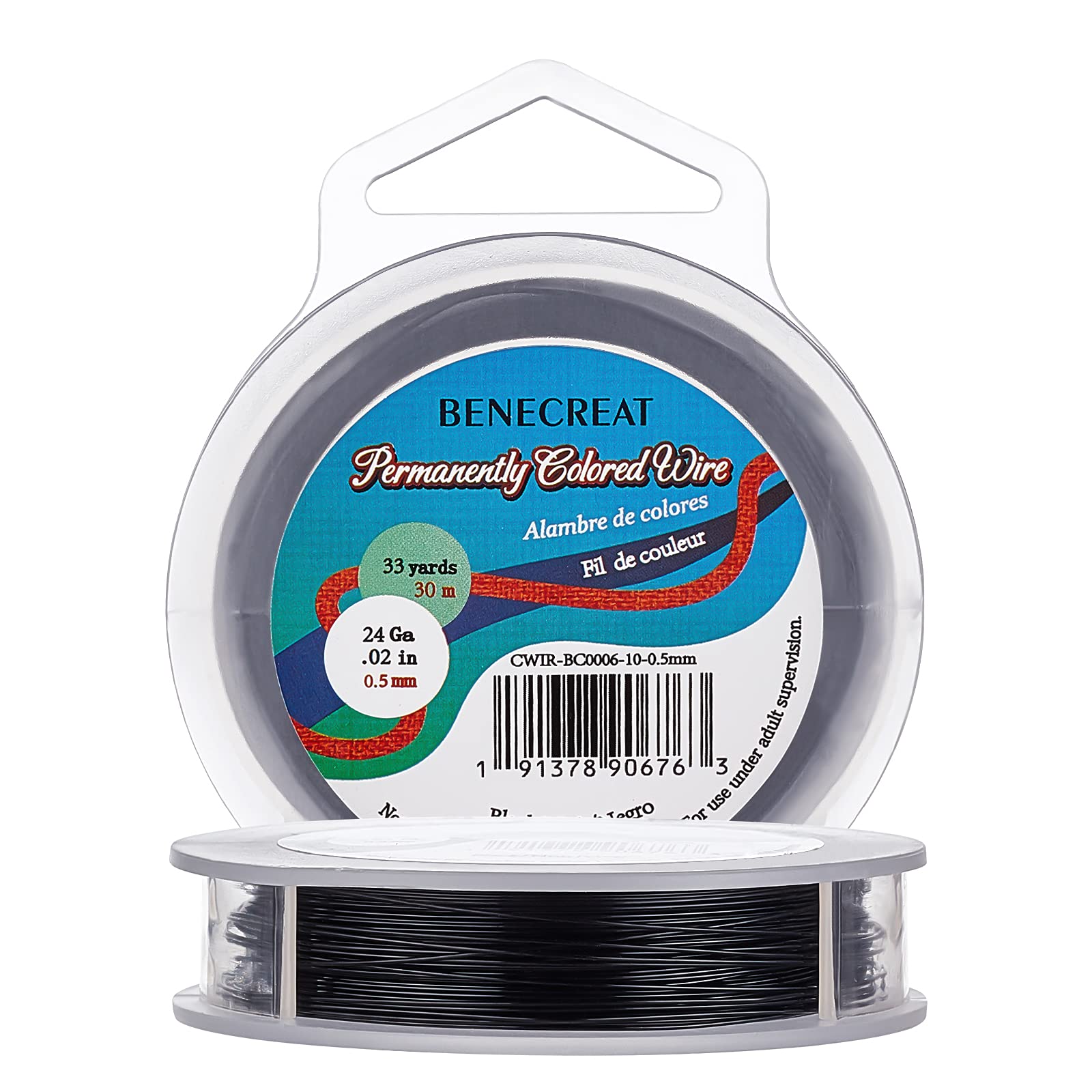 BENECREAT 24 Gauge 32.8 Yard Black Copper Jewelry Wire - Premium Craft Wire for Jewelry Making, Beading, DIY Crafts & Scrapbooking - Perfect for Earrings, Bracelets, Necklaces & Home Decor Projects