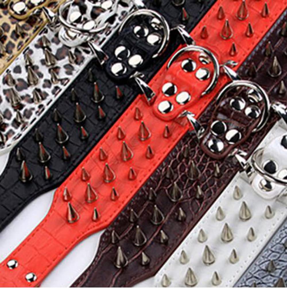2 Inch Wide Sharp Spiked Studded Leather Dog Collar for Medium & Large Dogs - Pitbull, Labrador, Boxer, Rottweiler, German Shepherd (17-20 inch, Camouflage) | Durable & Stylish for Training, Protection & Outdoor Adventures