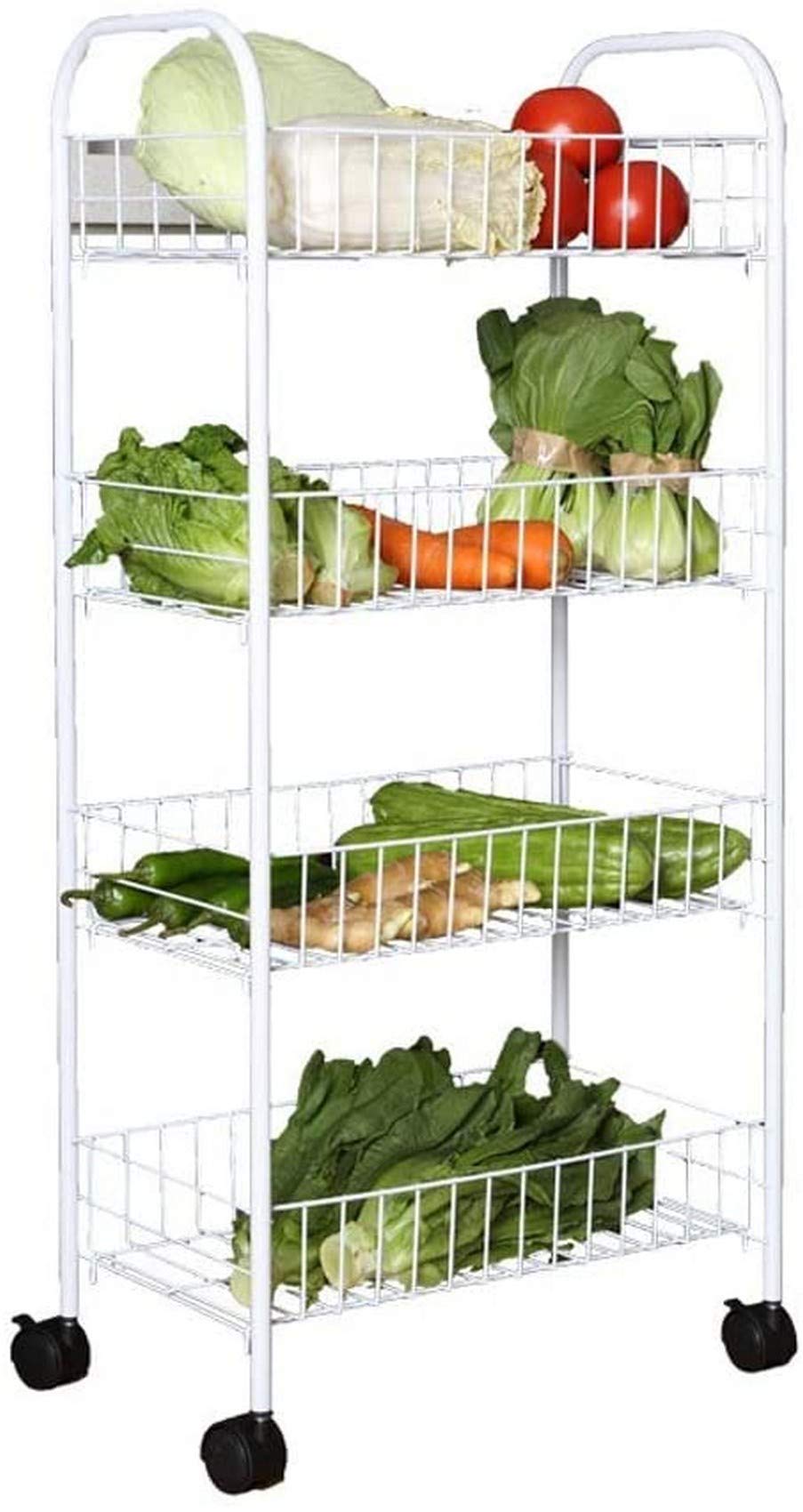 HCYY 3-Tier Rolling Kitchen Cart with Wheels - 52cm x 27cm x 90cm Sturdy Metal Vegetable & Fruit Storage Rack for Bedroom, Pantry Organization - Space Saving Mobile Shelf for Small Apartments, Dorms, Kitchen Storage