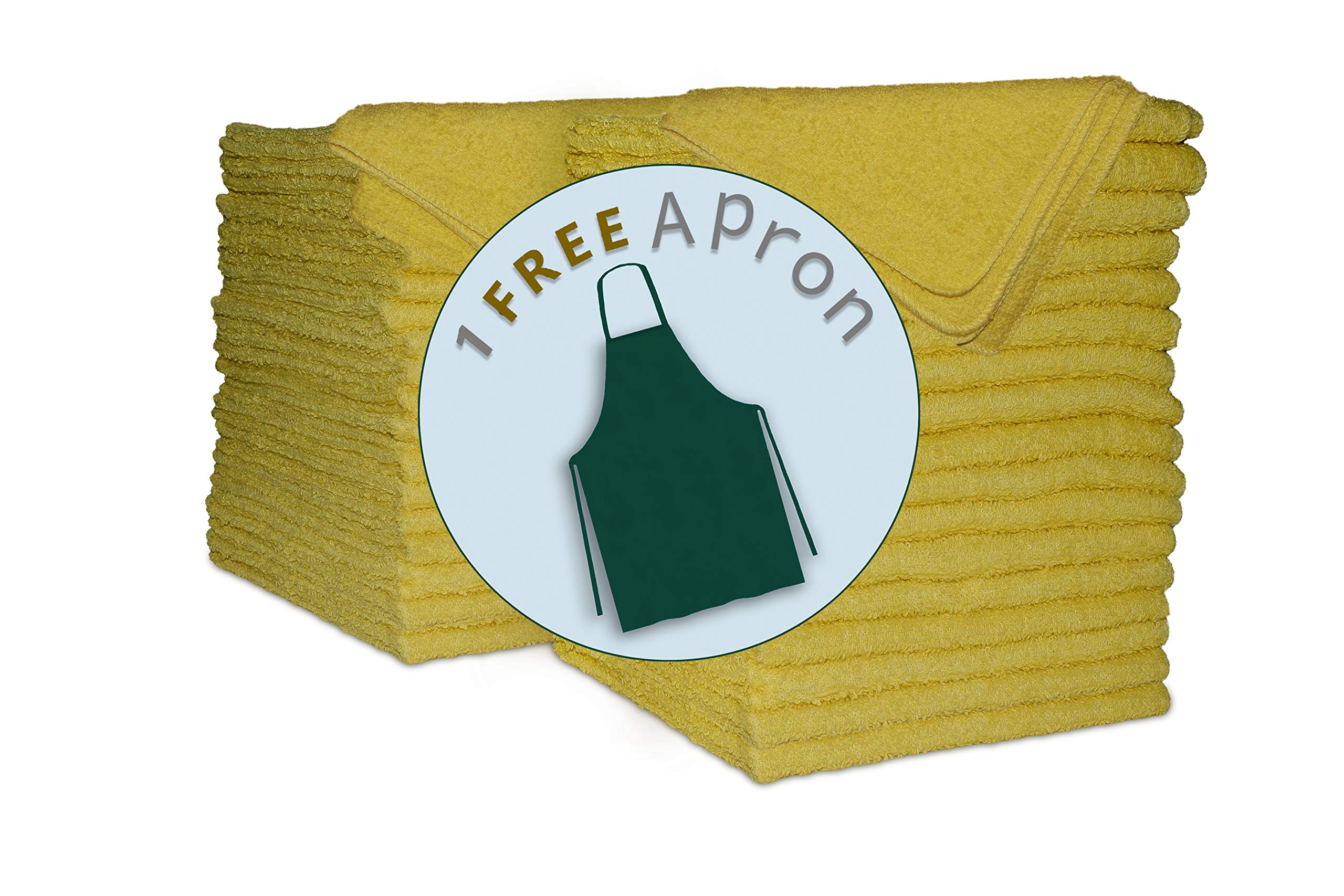 12x16 Inch Multipurpose Cleaning Towels (36-Pack) - 100% Premium Cotton & Microfiber Blend, Eco-Friendly Yellow Cleaning Rags for Kitchen, Bathroom, Car, Hotel, Spa, Gym & Salon Use