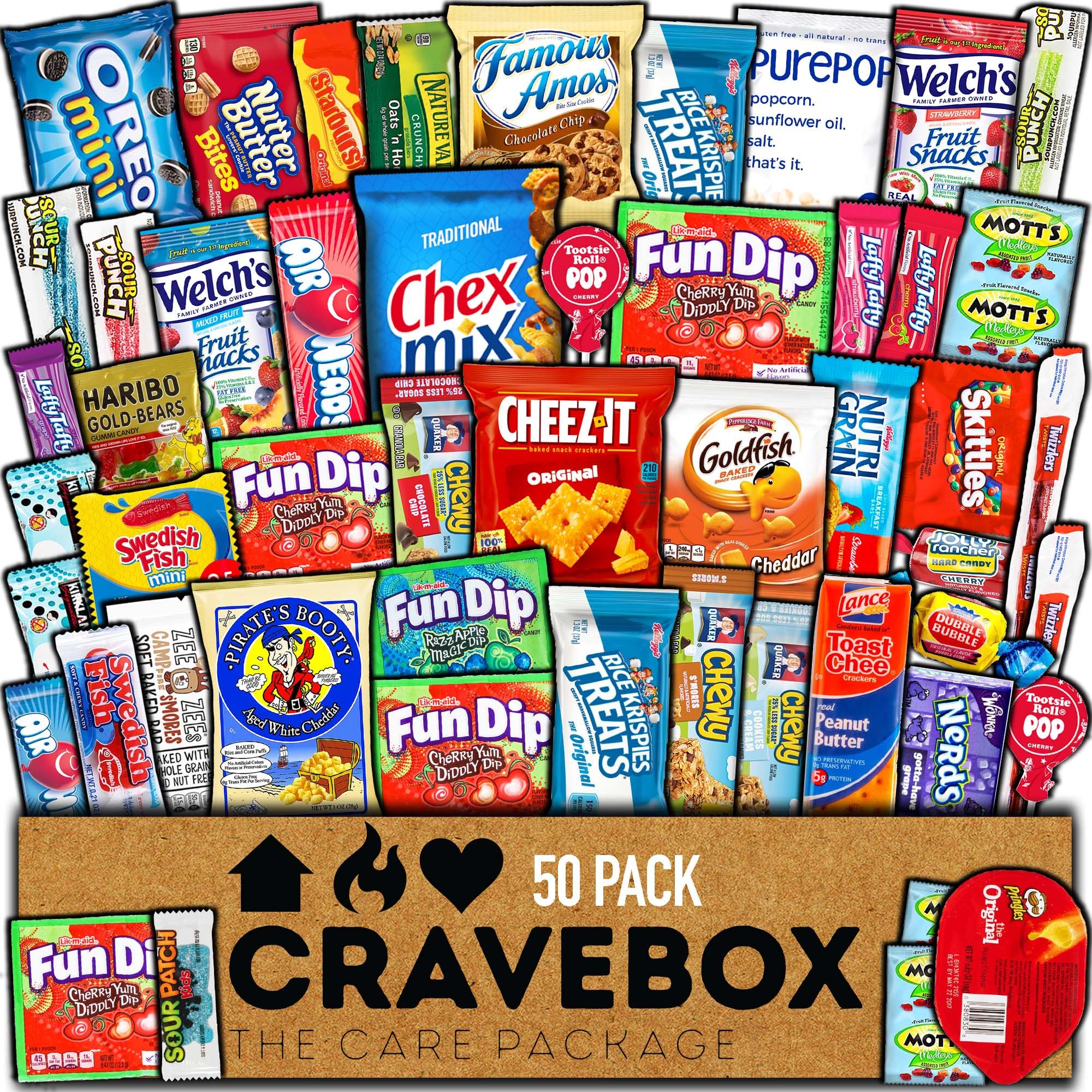 **CRAVEBOX Snack Box (50 Count) - Easter Variety Pack Gift Basket for Adults, Kids, Men & Women - Perfect for Birthdays, College Students, Office & Back to School Snacks**    *(Use Cases: Easter gifts, birthday surprises, college care packages, office snacks, school lunch treats, party favors, holiday baskets, and family sharing.)*