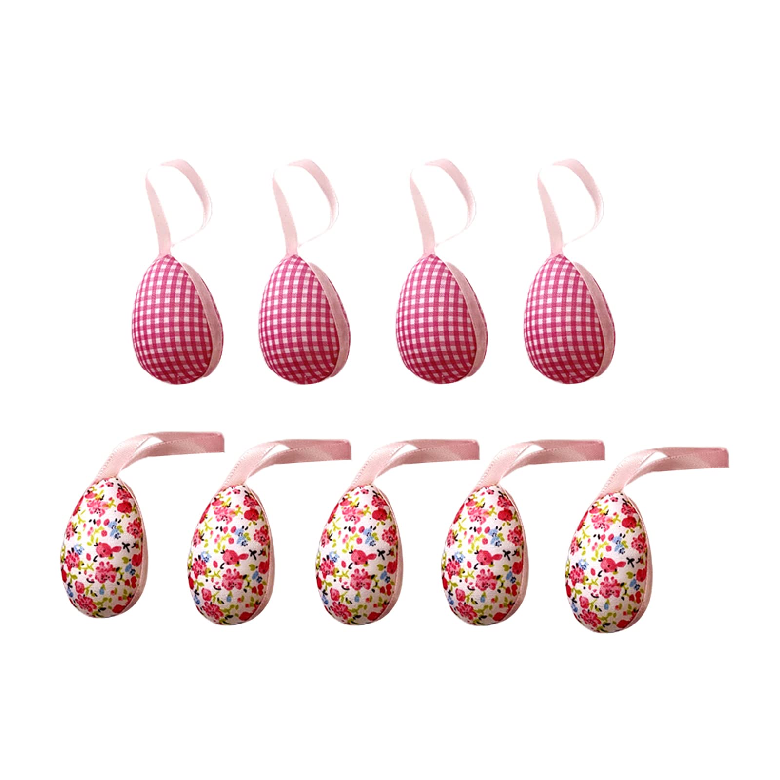 Mokyler 9-Piece Handmade Foam Easter Eggs with Lanyard - Colorful Plaid & Floral Hanging Decorations for Easter Tree, DIY Crafts, Party Favors - Perfect for Spring Celebrations, Home Decor, and Easter Basket Fillers