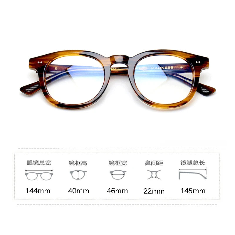 Stylish Unisex Black Acetate Eyeglasses - Round & Square Full Rim Frame 21322 | Perfect for Work, Reading & Fashion Accessories
