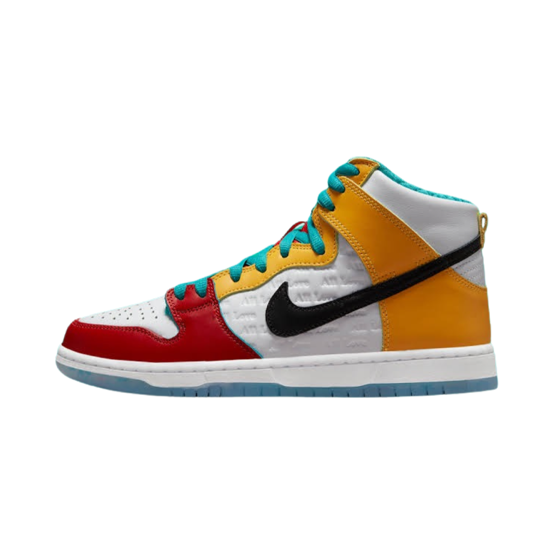 Nike SB Dunk Hi Pro x froSkate All Love White Gold Red Skateboarding Shoes - Premium High-Top Sneakers for Men & Women - Perfect for Streetwear, Skateboarding & Casual Wear