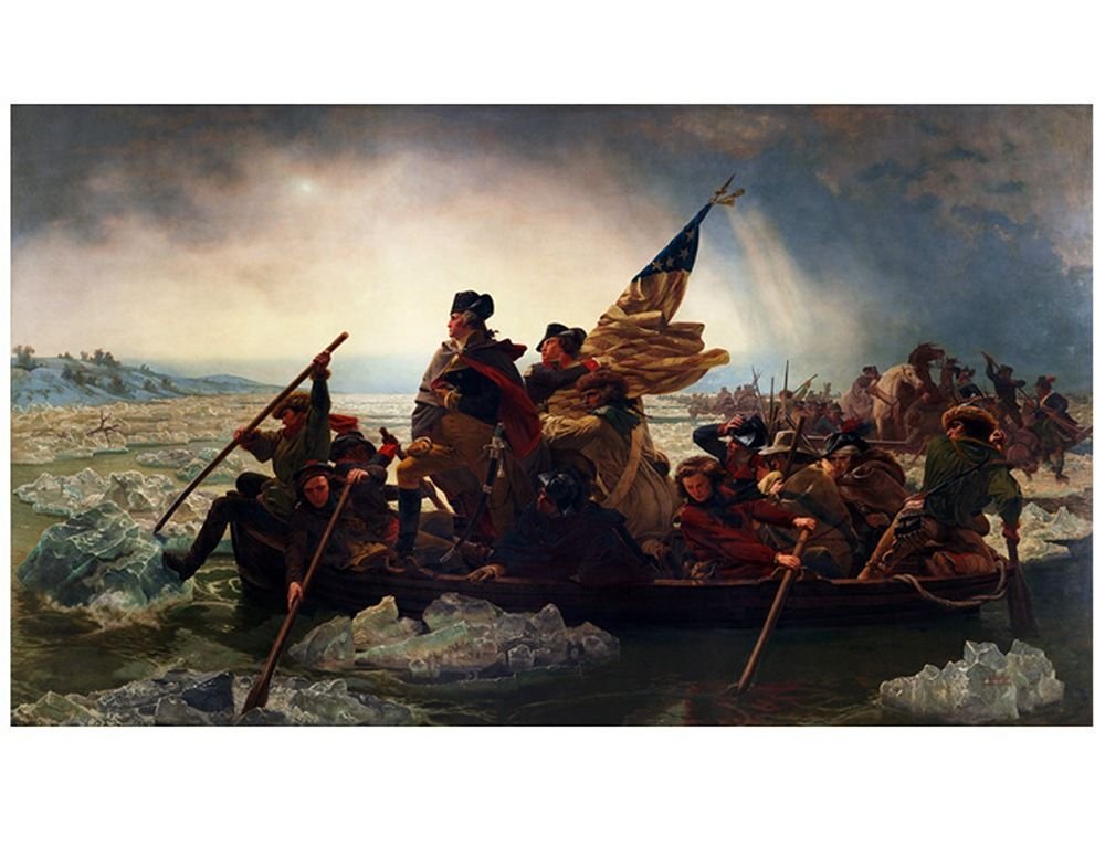 Alonline Art - Emanuel Leutze Washington Crossing The Delaware Fine Art Print on Premium Photo Paper | 61x35 inches (156x89cm) Rolled Poster | Museum-Quality Wall Decor for Bathroom, Living Room & Office | HD Reproduction for Home & Commercial Spaces