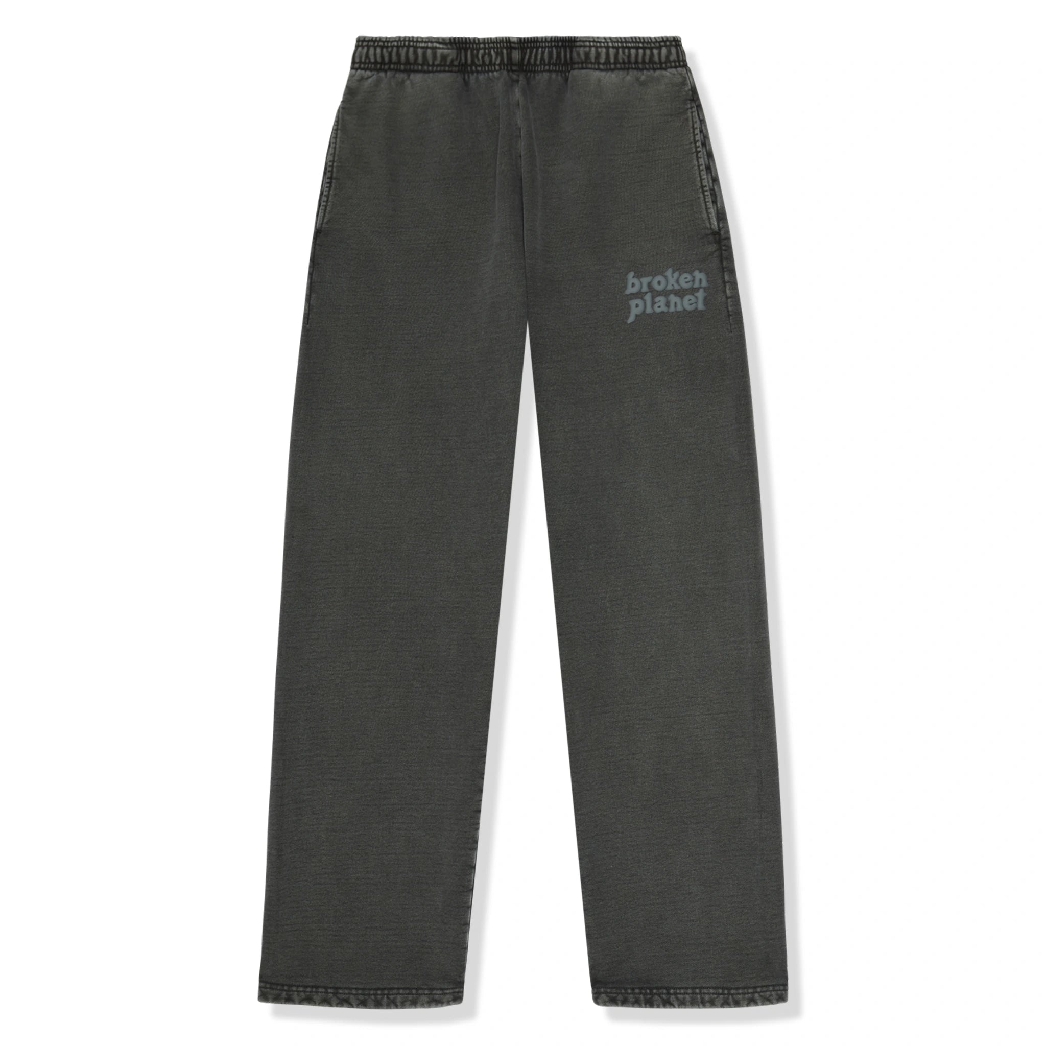 Broken Planet Basics Straight Leg Washed Soot Black Sweatpants for Men - Comfortable Casual Lounge Pants for Home, Gym & Streetwear Fashion