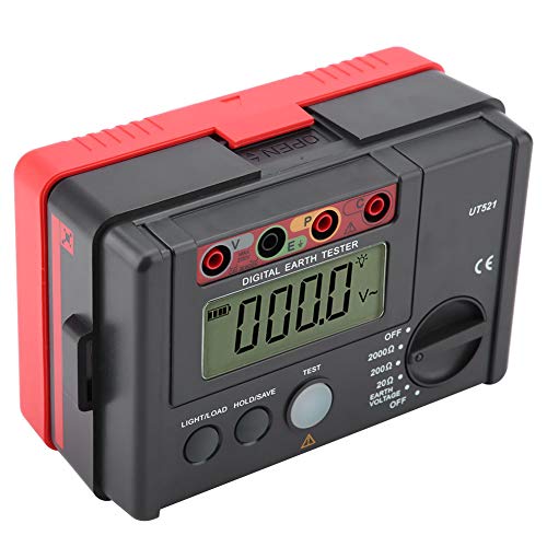 UT521 Digital Grounding Resistance Tester - 0~2000Ω Earth & Insulation Resistance Meter with Storage Case for Power Systems | Perfect for Electrical Maintenance, Industrial Safety Checks, and Grounding System Testing