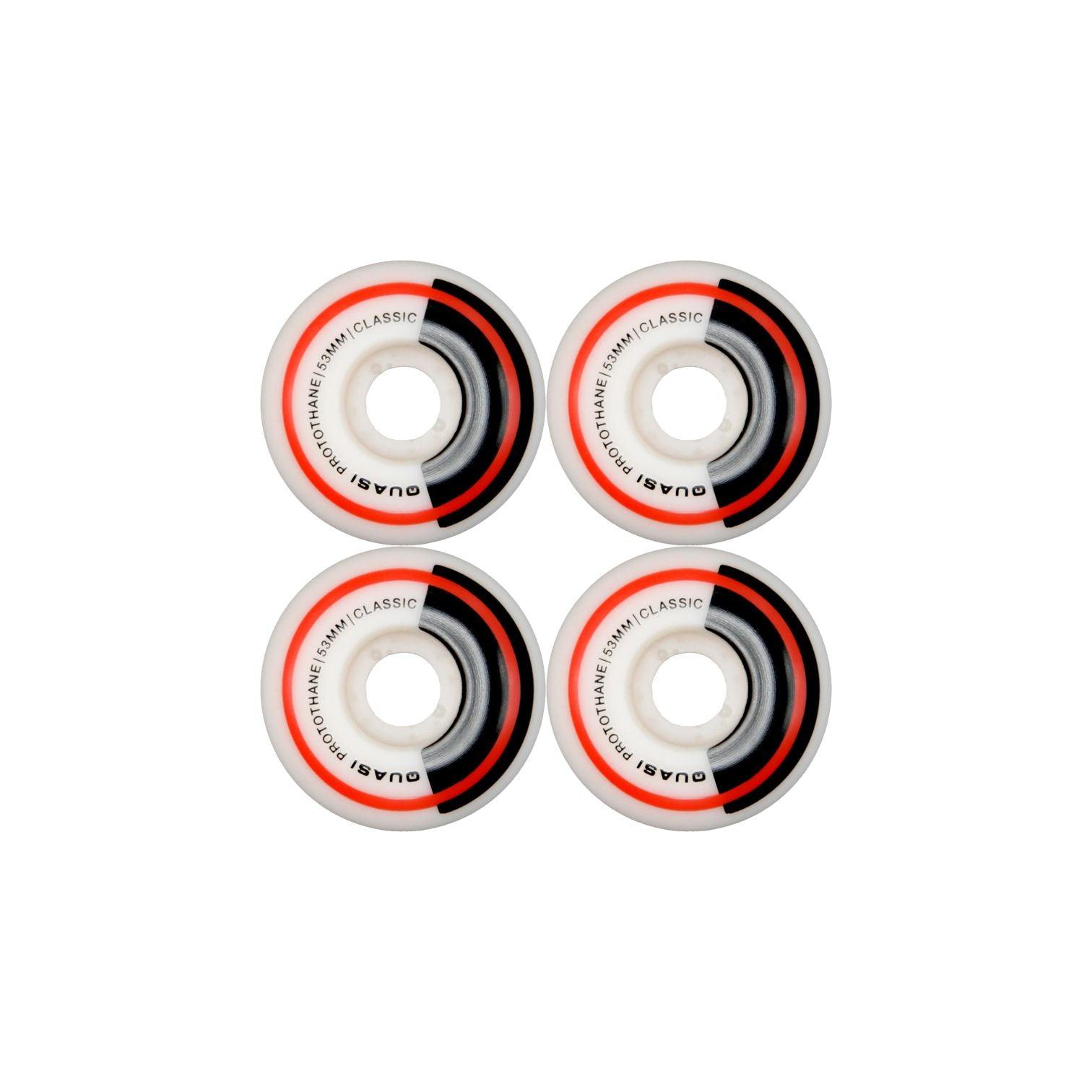 Quasi Protothane Classic Skateboard Wheels 53mm - White/Orange for Smooth Ride & Street Skating