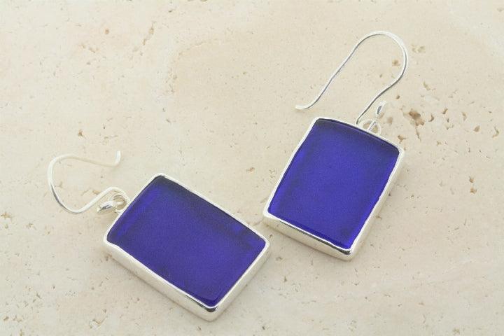 Handmade Cobalt Blue Sea Glass Earrings - Dangle Drop Earrings for Women, Boho Beach Jewelry - Perfect for Summer, Vacations & Gift Giving