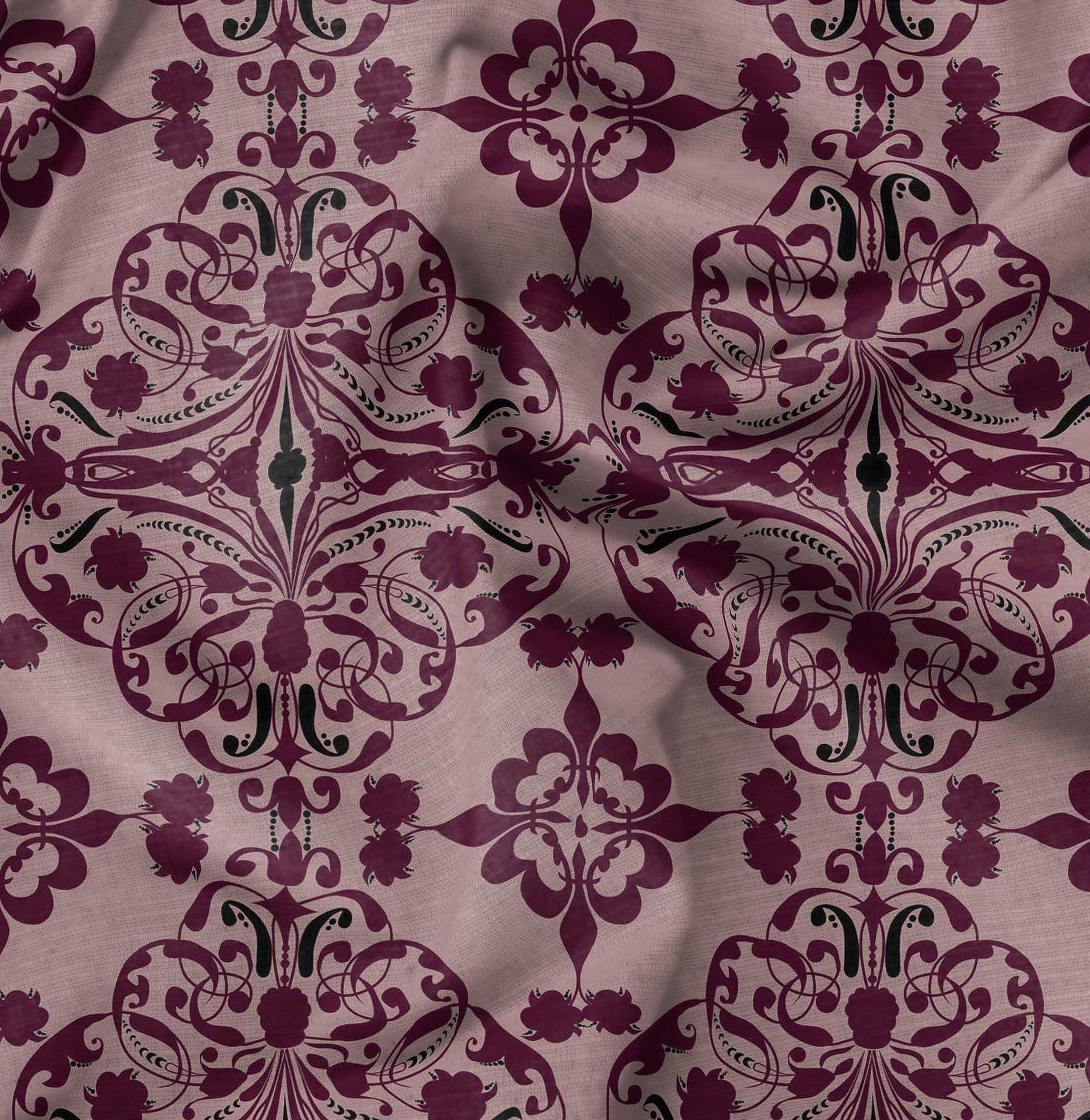 Soimoi Moss Georgette Brown Fabric by The Yard - 42 Inch Wide Moroccan Damask Print Fabric - Exotic Vibrant Patterns for Fashion Dresses, Home Decor Curtains & DIY Craft Projects - Premium Printed Fabric Material