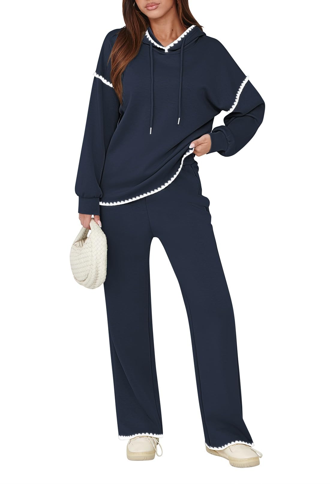 Fixmatti Women's 2-Piece Hoodie & Sweatpants Set - Long Sleeve Pullover Sweatshirt & Jogger Pants Matching Outfit for Casual Wear, Loungewear & Gym