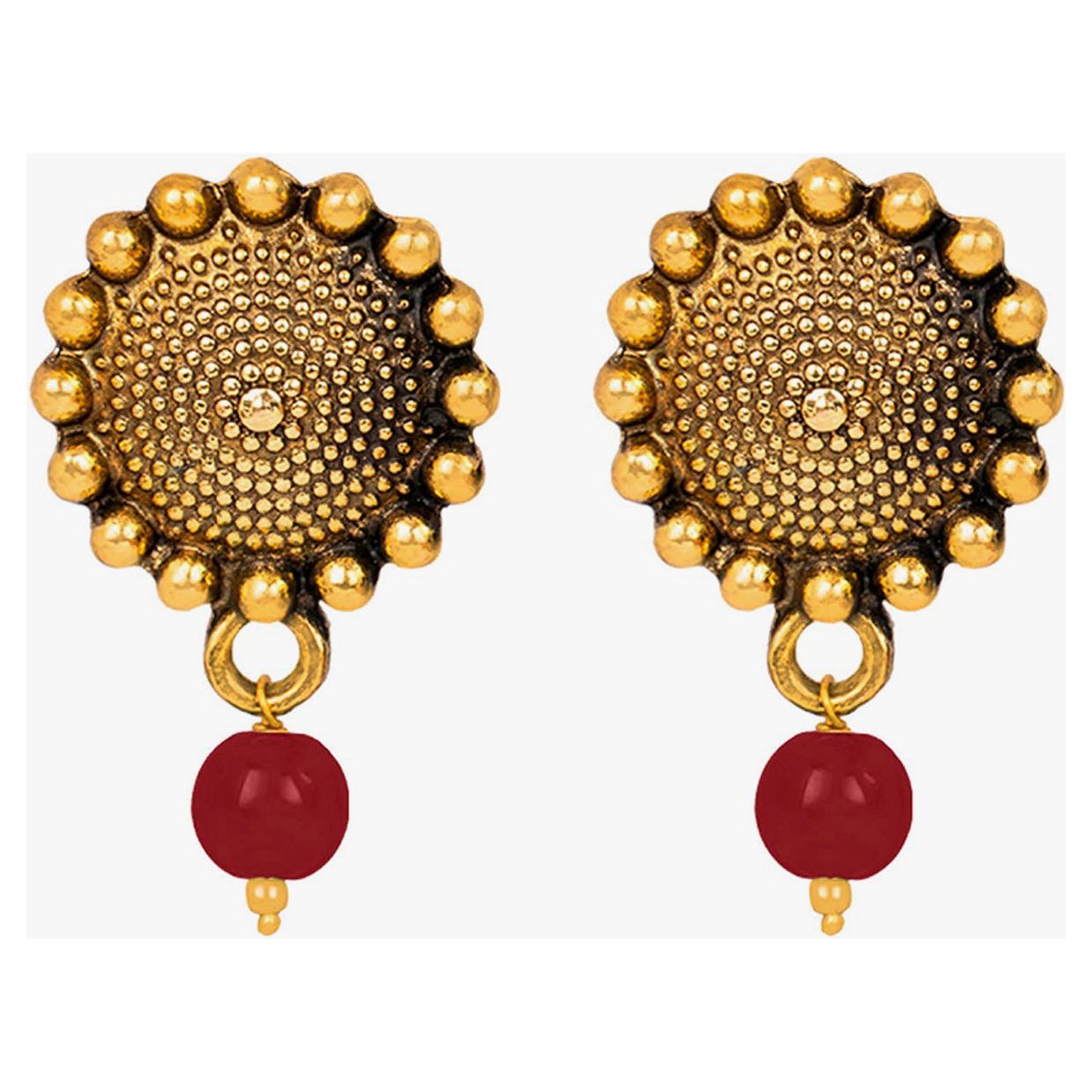Elegant Gold Plated Beaded Necklace Set with Adjustable Thread Closure & Matching Earrings | Perfect for Weddings, Parties & Special Occasions