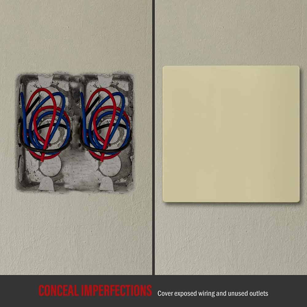2 Gang Screwless Blank Wall Plate, Ivory - Smooth Cover for Electrical Outlets, Home & Office Decor
