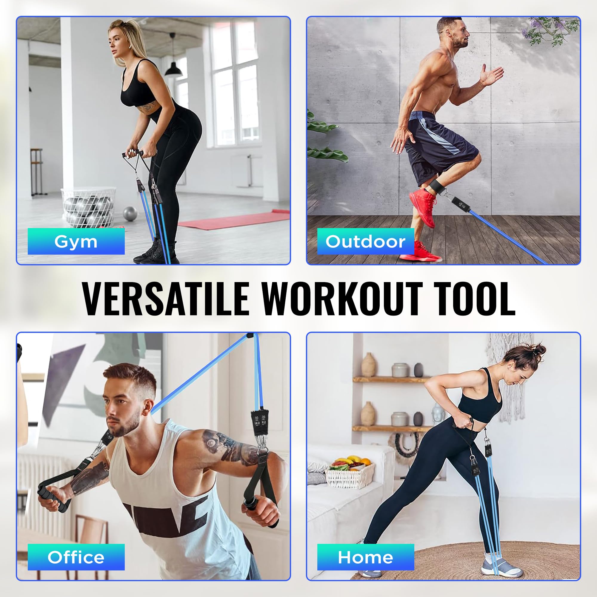 Pilates Bar Kit with 6 Resistance Bands - Heavy Duty Adjustable Yoga Bar for Women & Men, Full Body Workout Equipment for Home Gym, Perfect for Strength Training, Toning & Stretching - Ideal for Home, Office & Travel Fitness